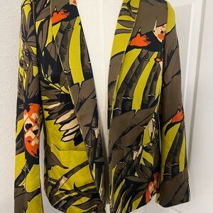 Dana Buchman Tropical Print Blazer in Green and Brown